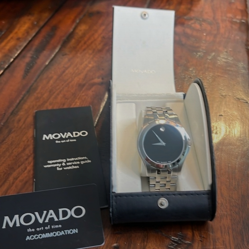 Movado Silver and Black Men's Watch